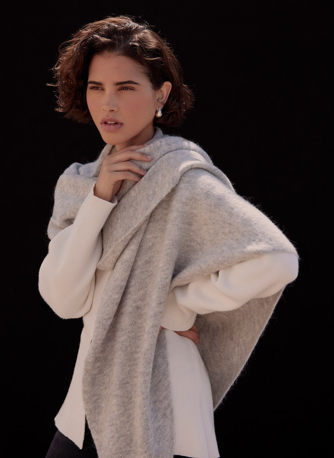 Grey Marl Knit Shawl