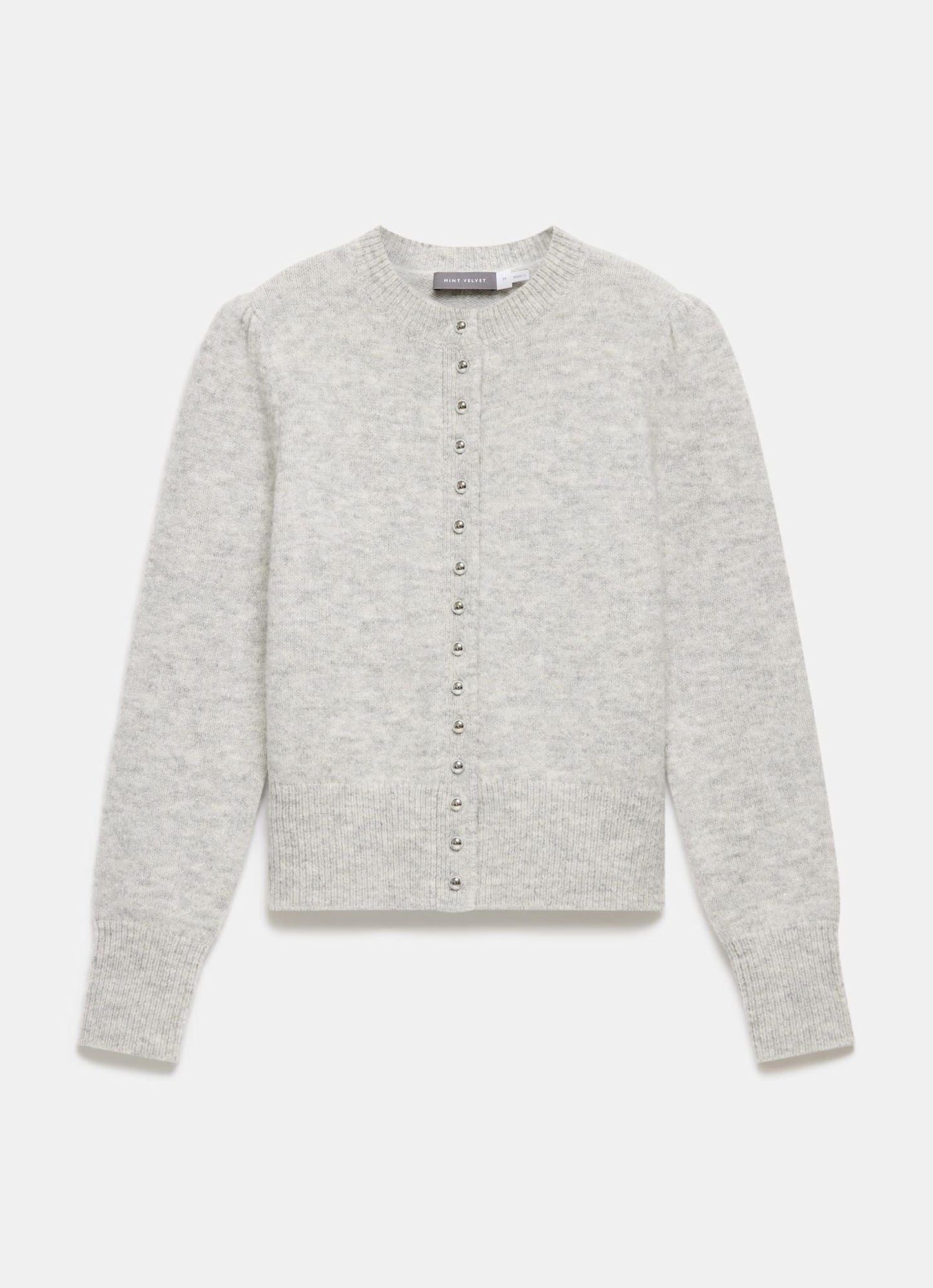 Grey Wool Blend Button Cardigan