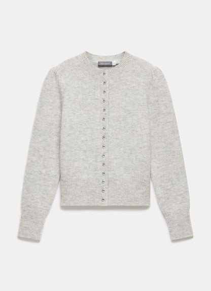 Grey Wool Blend Button Cardigan