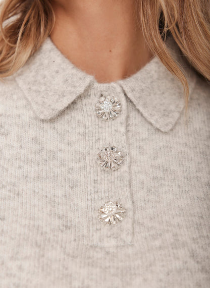Grey Short Sleeve Knit Top