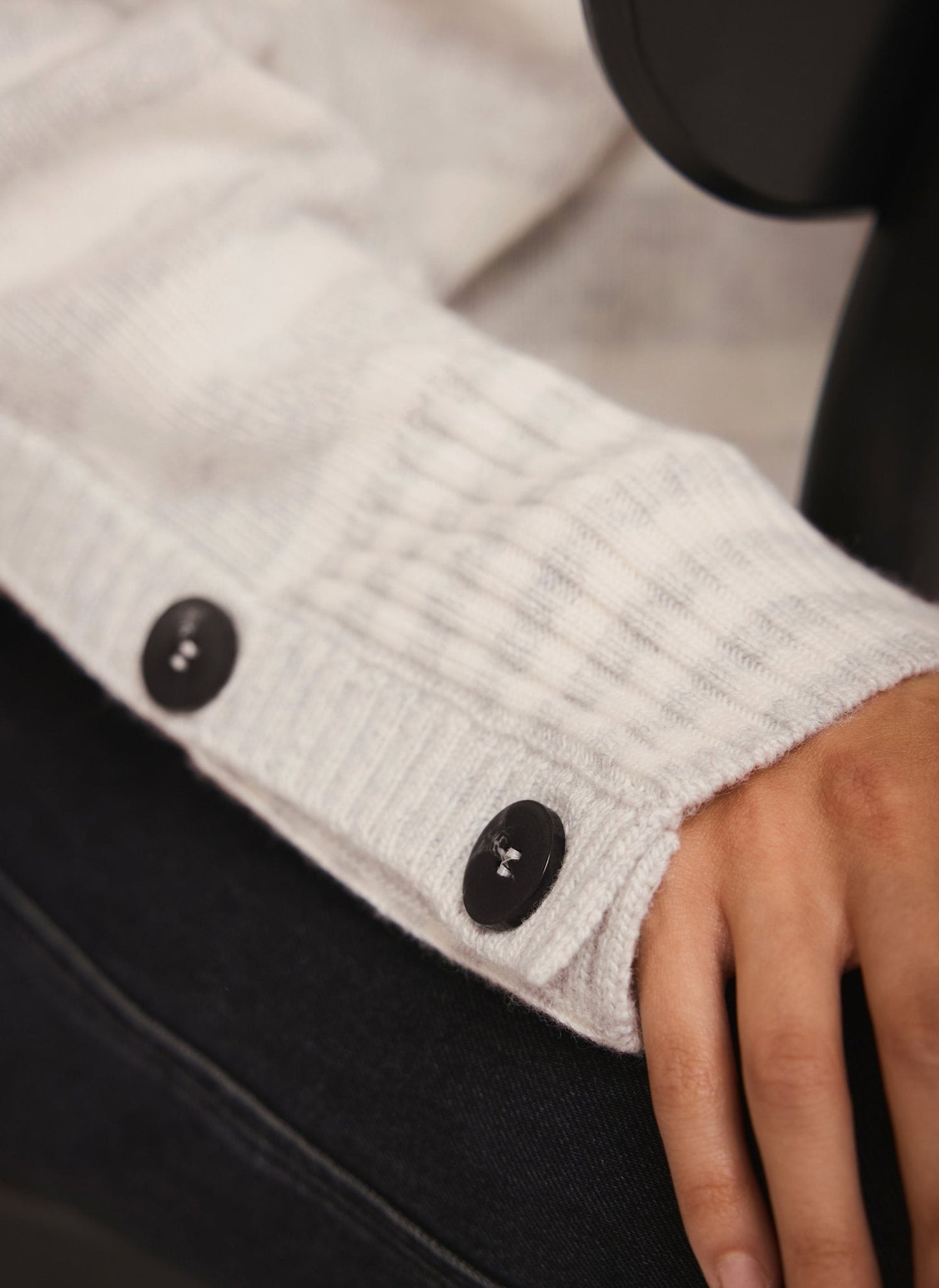 Grey Wool Blend Striped Longline Jumper