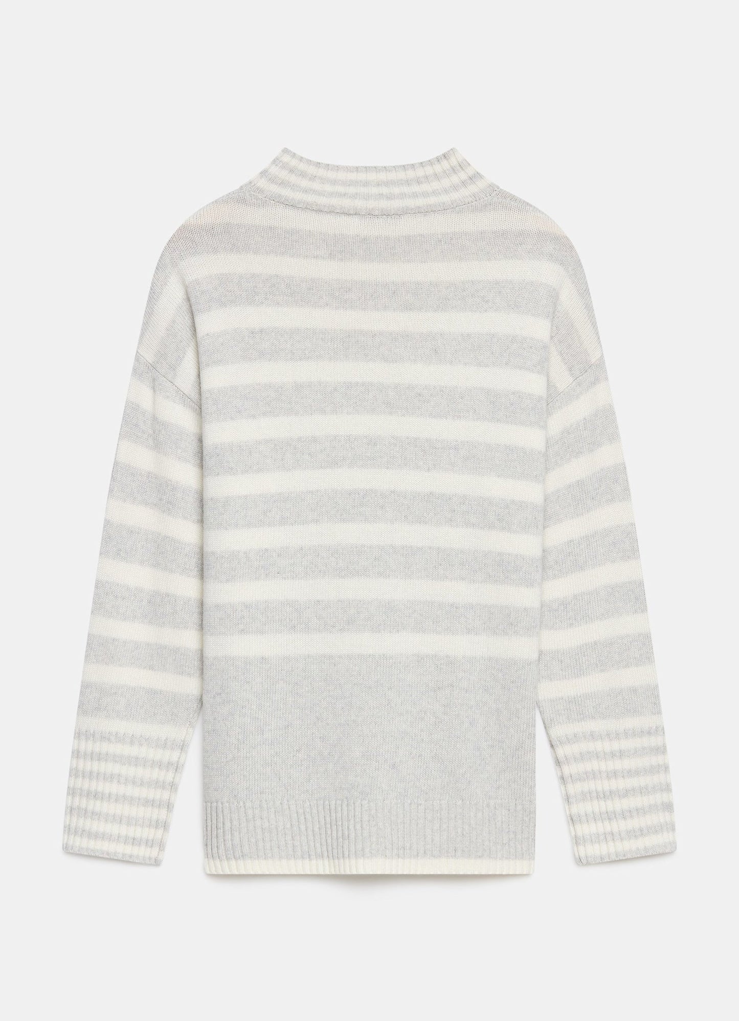Grey Wool Blend Striped Longline Jumper