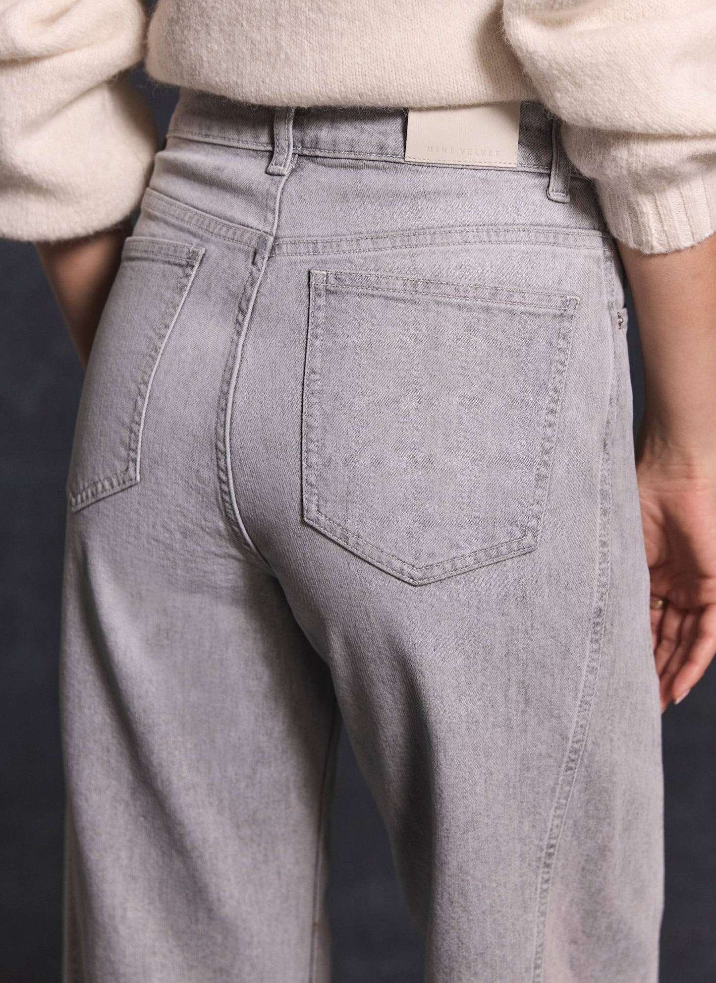 Grey Tapered Barrel Leg Jeans