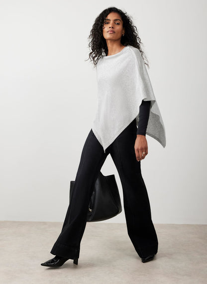 Grey Cotton Blend Stitch Detail Poncho