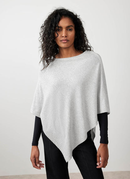 Grey Cotton Blend Stitch Detail Poncho