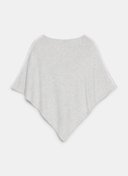 Grey Cotton Blend Stitch Detail Poncho