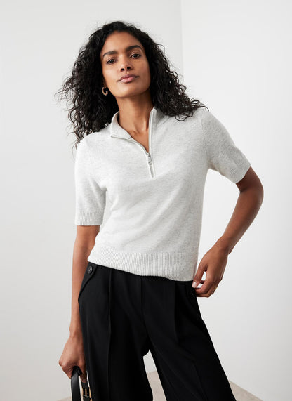 Grey Short Sleeve Knit Top