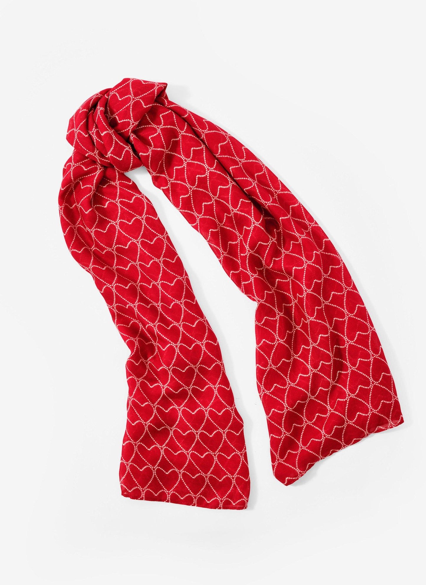 Red Heart Print Lightweight Scarf