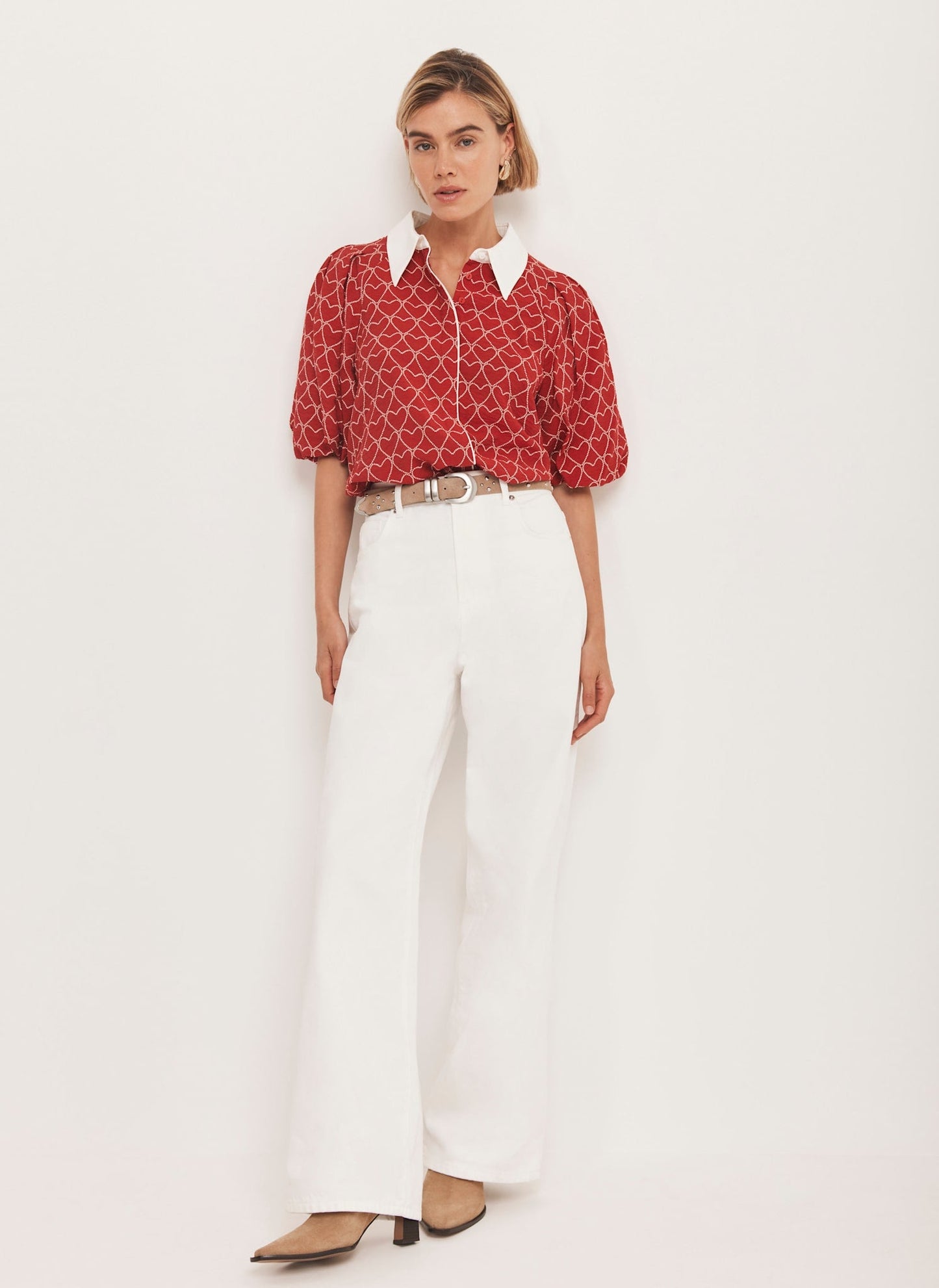 Red Heart Print Shirt