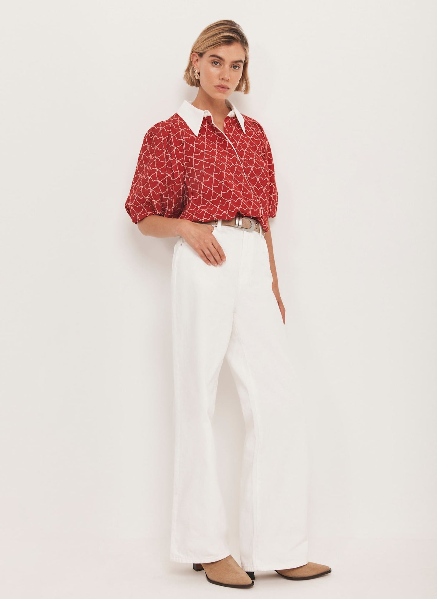 Red Heart Print Shirt