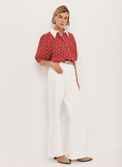 Red Heart Print Shirt