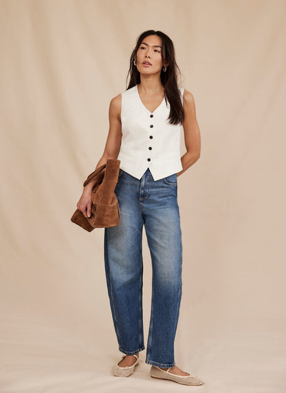 Mid Indigo Barrel Leg Jeans