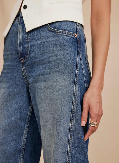 Mid Indigo Barrel Leg Jeans