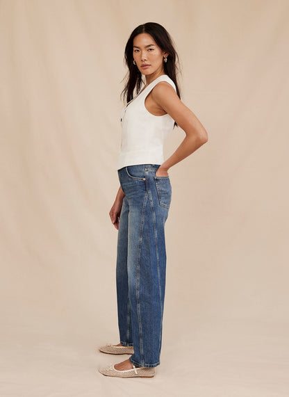 Mid Indigo Barrel Leg Jeans