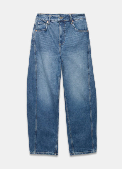 Mid Indigo Barrel Leg Jeans