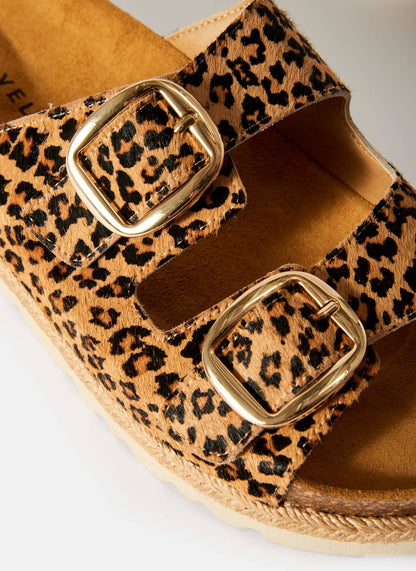 Holly Leopard Textured Flat Sandals