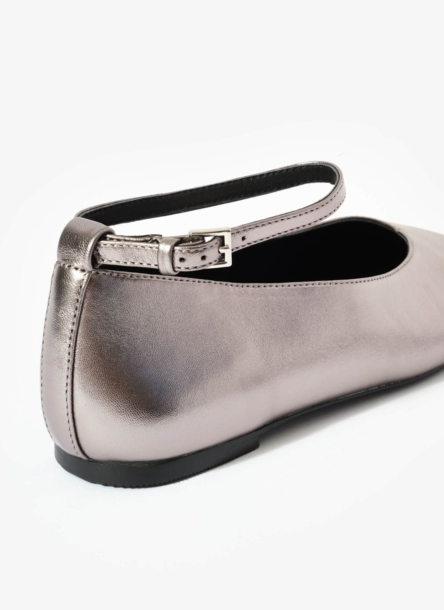 Honey Silver Leather Ballet Flats