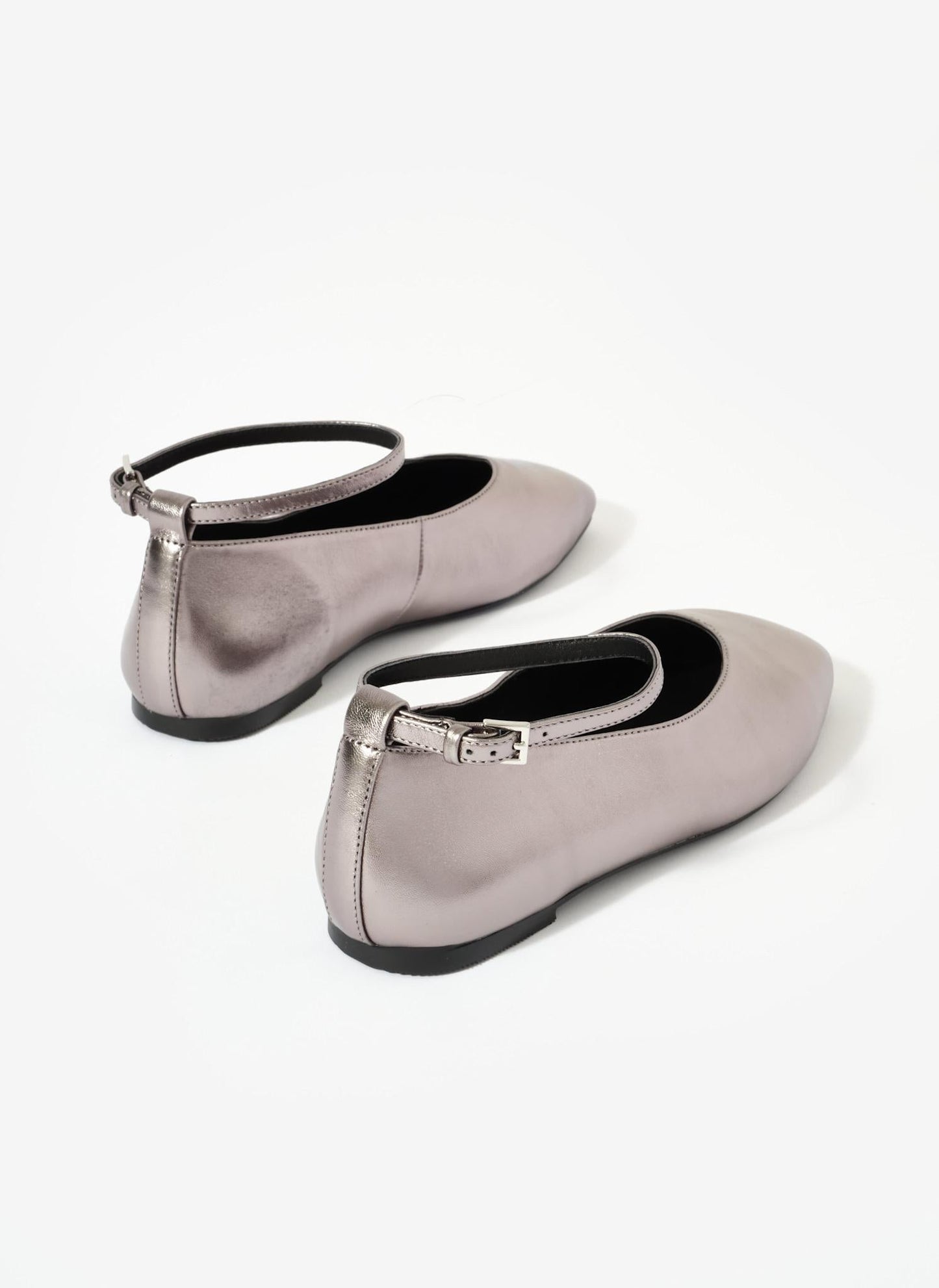 Honey Silver Leather Ballet Flats