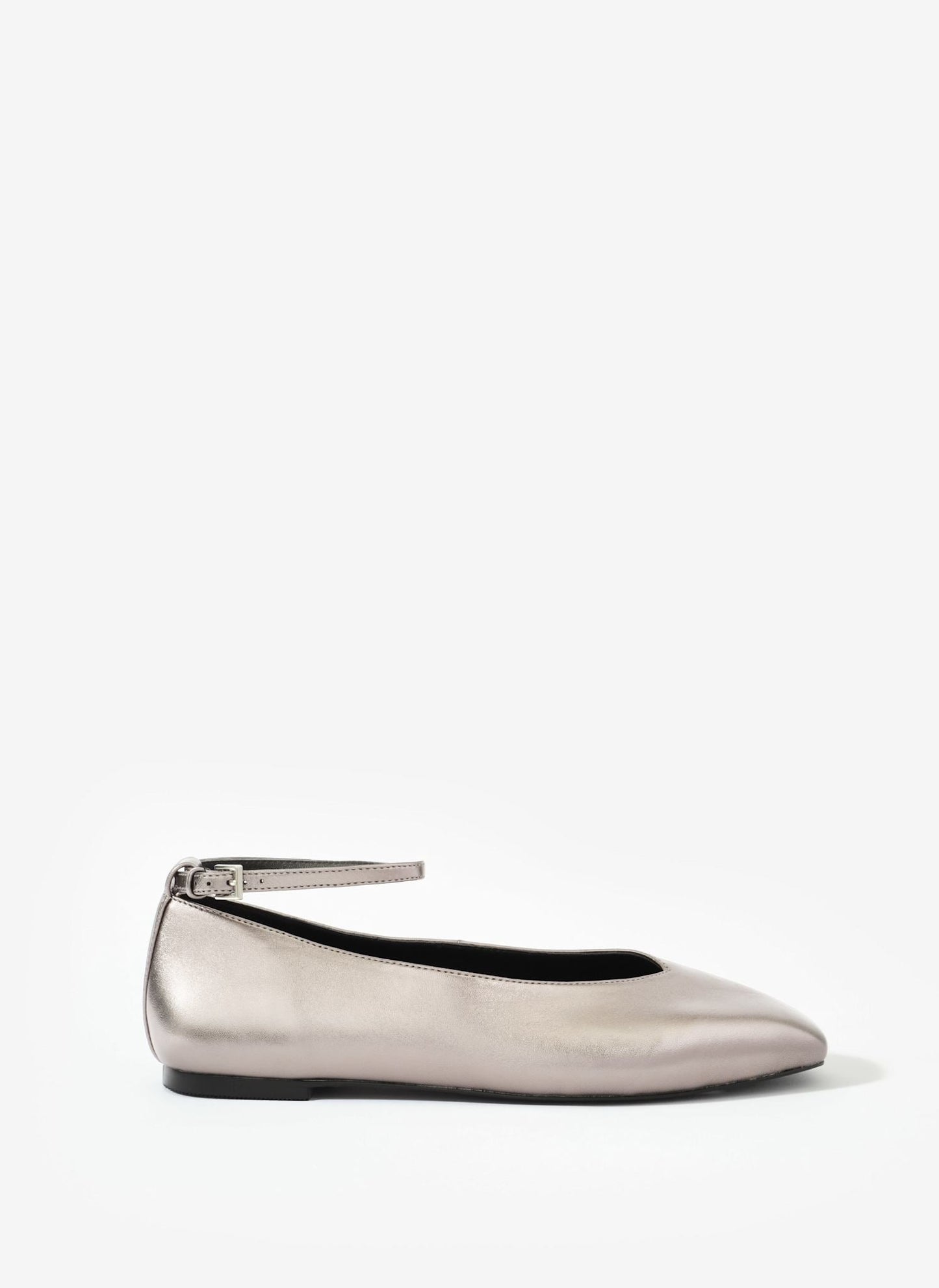 Honey Silver Leather Ballet Flats