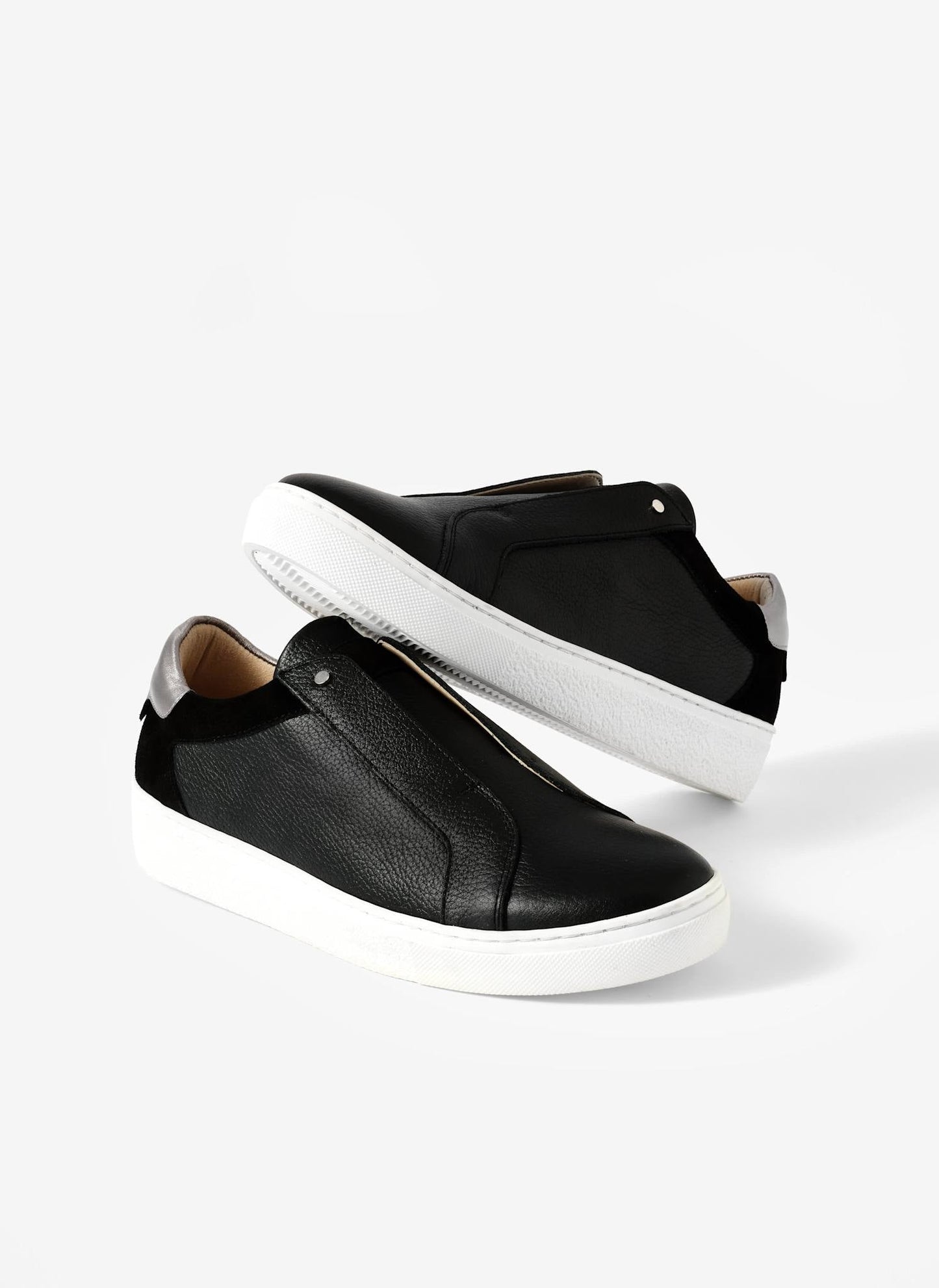 Indie Black Leather Slip On Trainers