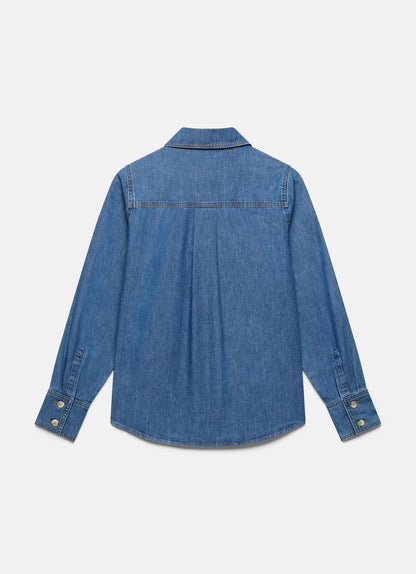 Indigo Bow Detail Denim Shirt