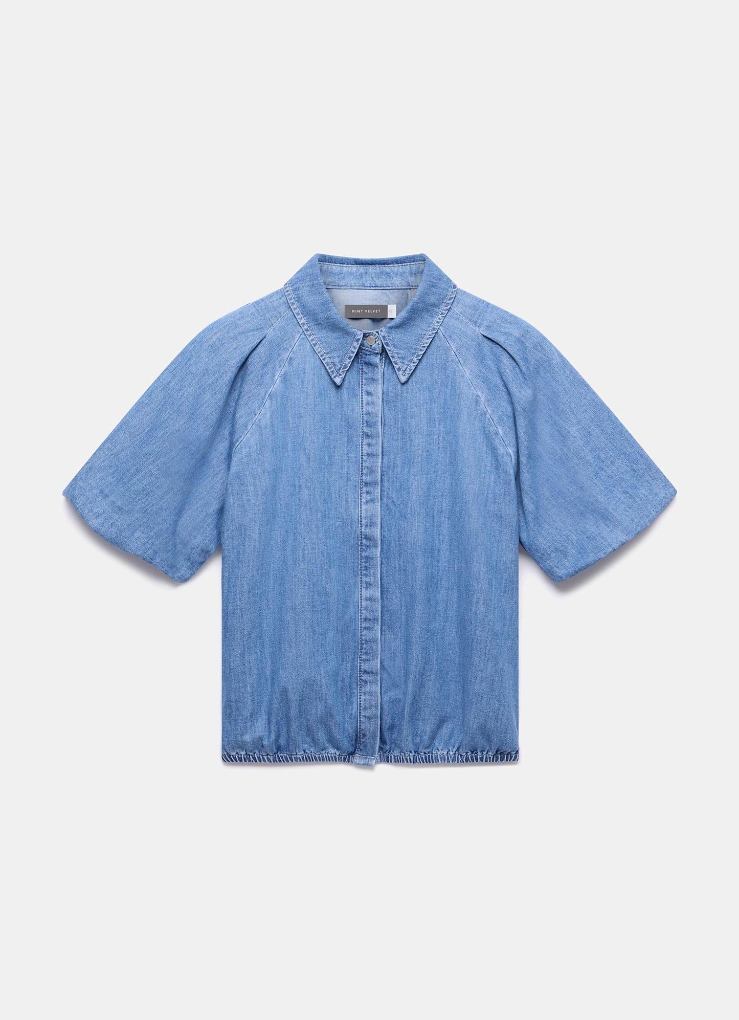 Indigo Denim Puff Sleeve Shirt