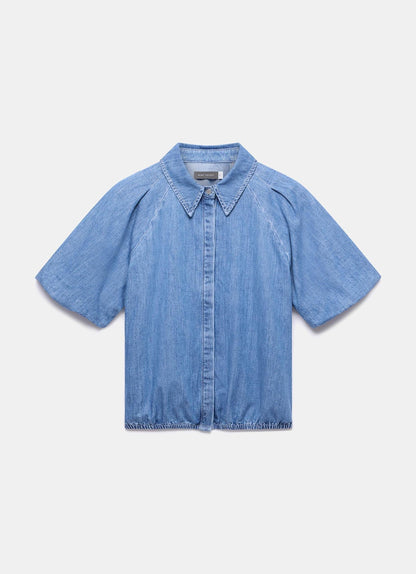 Indigo Denim Puff Sleeve Shirt