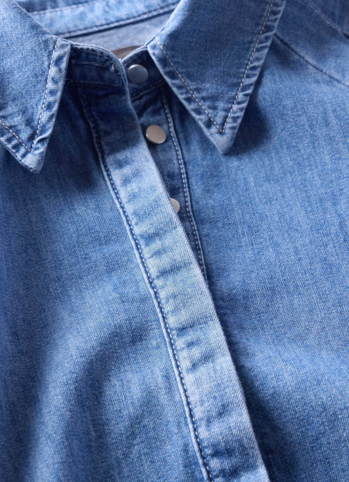 Indigo Denim Puff Sleeve Shirt
