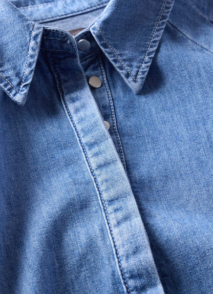 Indigo Denim Puff Sleeve Shirt