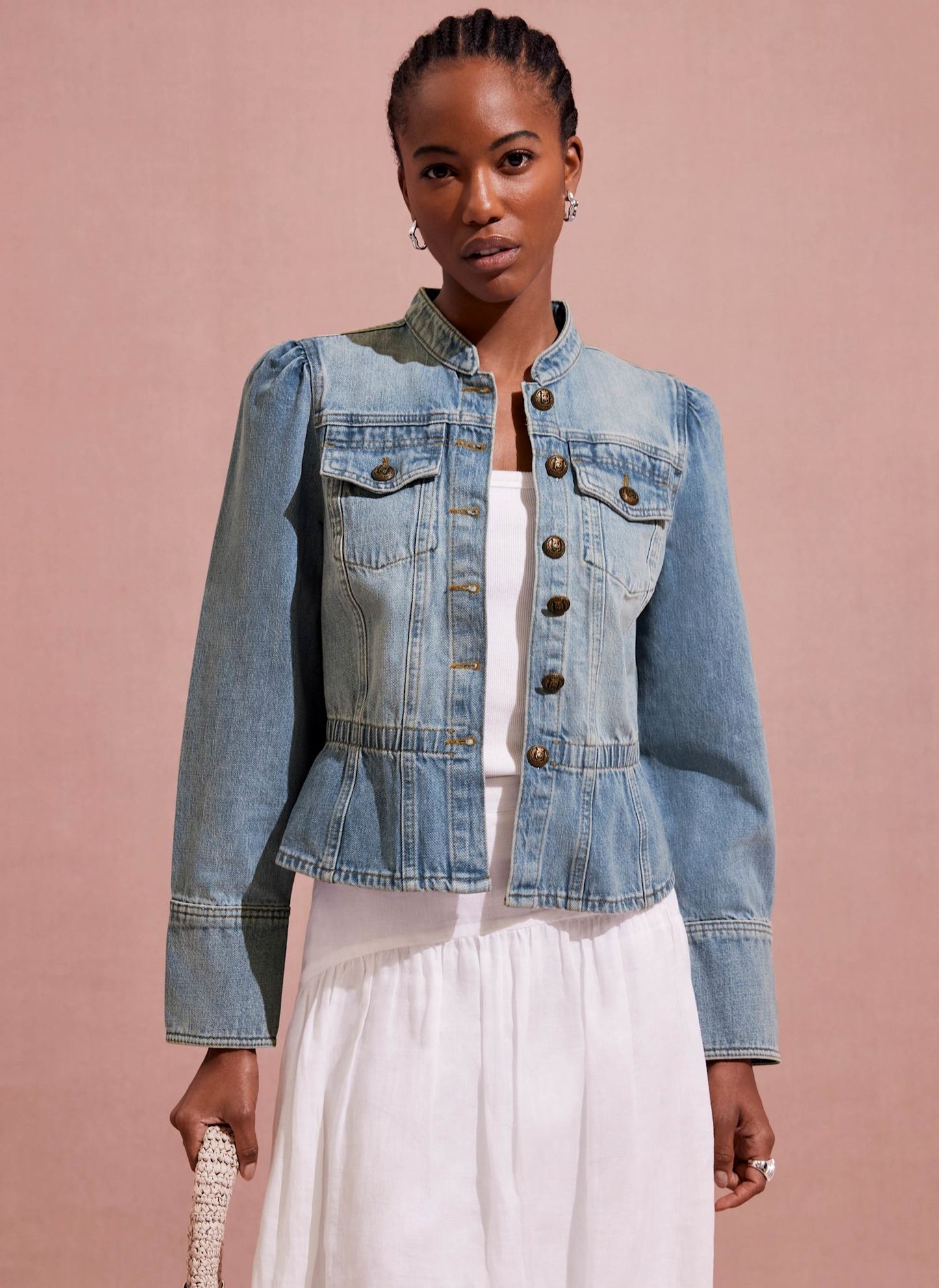 Indigo Puff Sleeve Denim Jacket