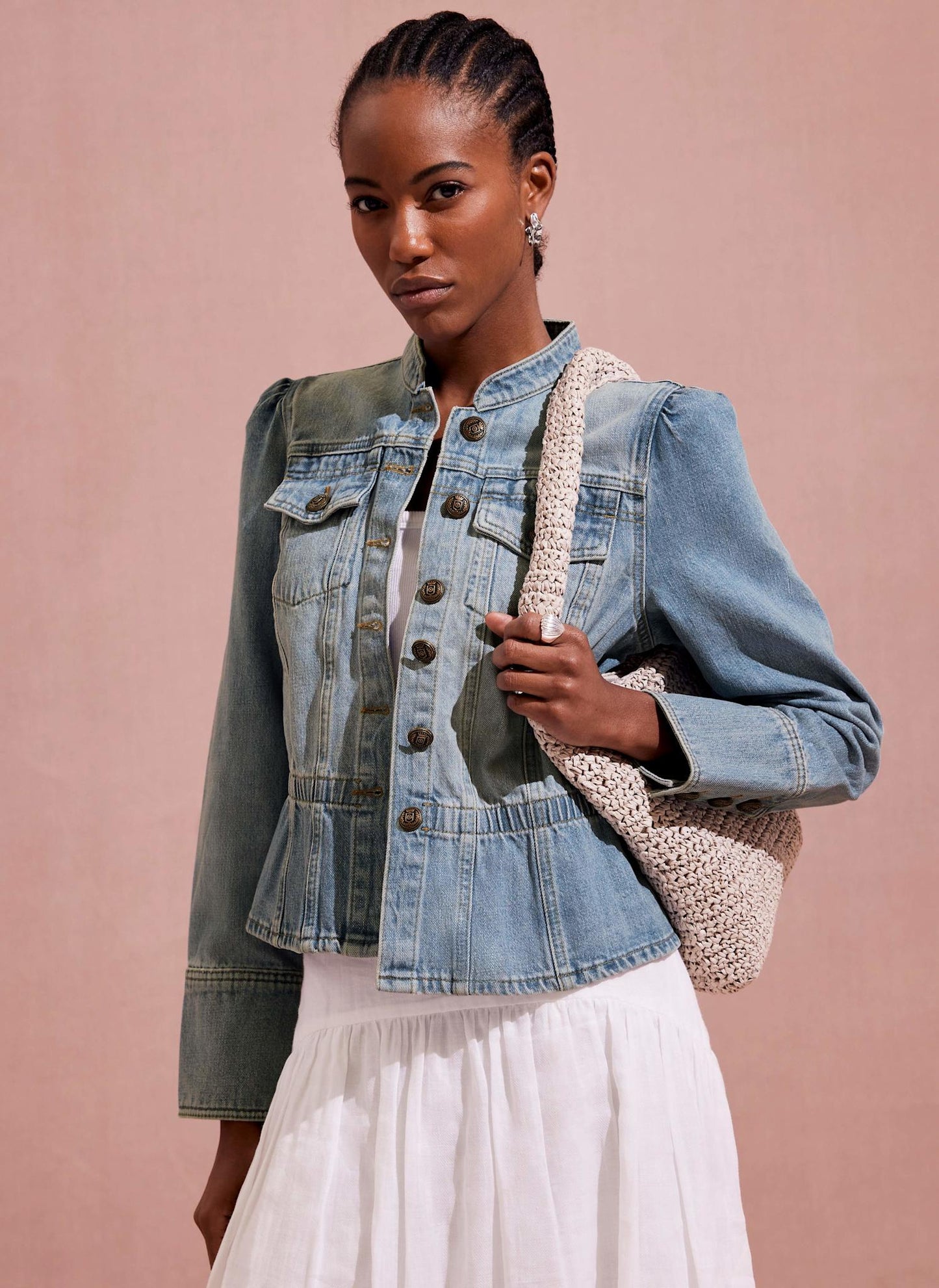 Indigo Puff Sleeve Denim Jacket