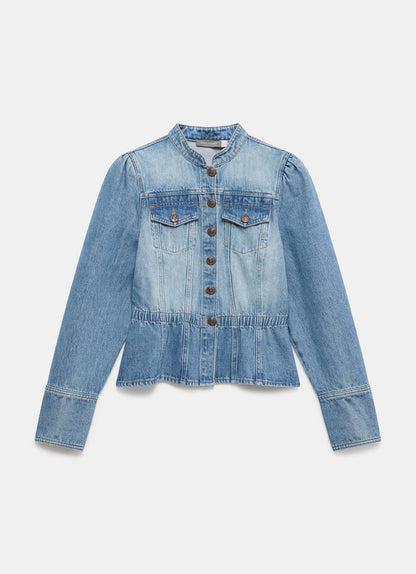 Indigo Puff Sleeve Denim Jacket