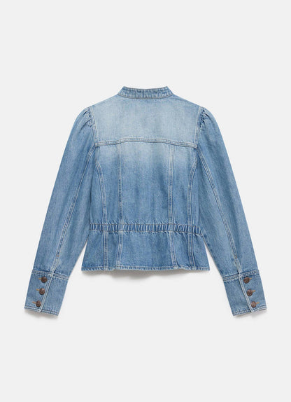 Indigo Puff Sleeve Denim Jacket