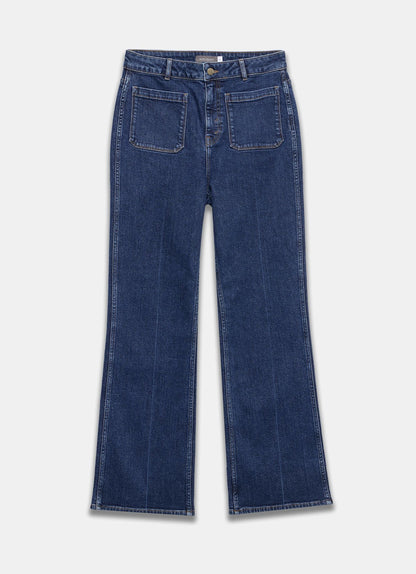 Indigo Relaxed Bootcut Patch Pocket Jeans