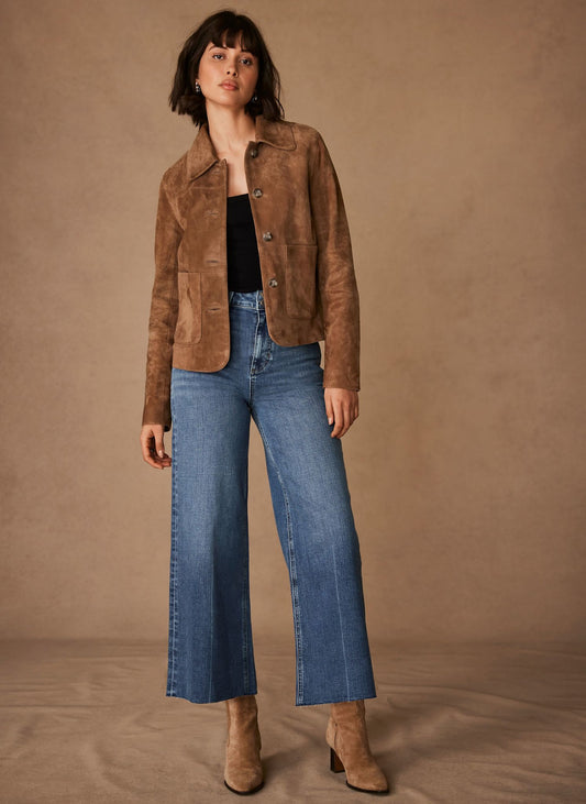 Mid Indigo Cropped Wide Jeans