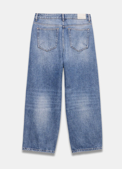 Mid Indigo Relaxed Tapered Boyfriend Jeans