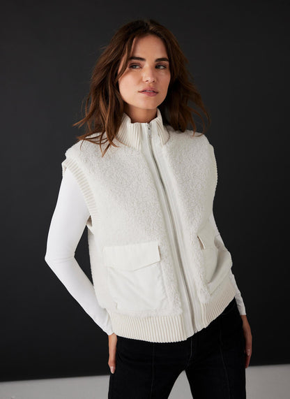 Cream Borg Knit Gilet