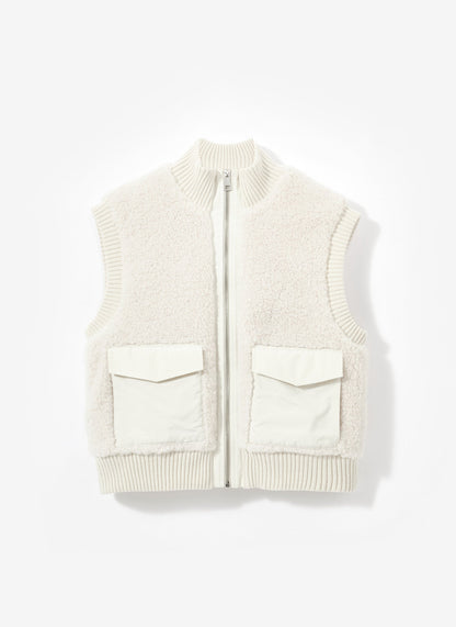 Cream Borg Knit Gilet
