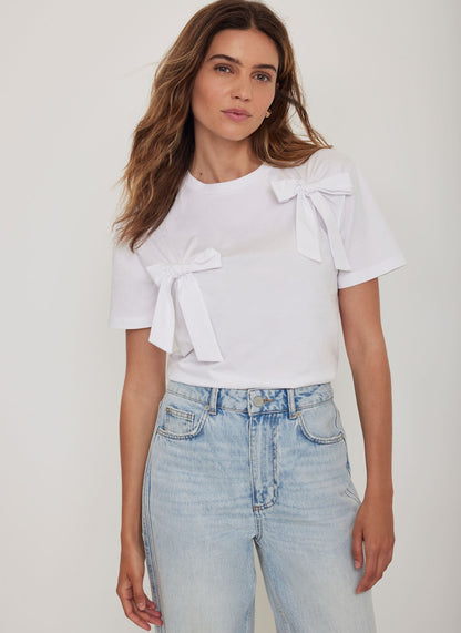 White Bow Detail T-Shirt