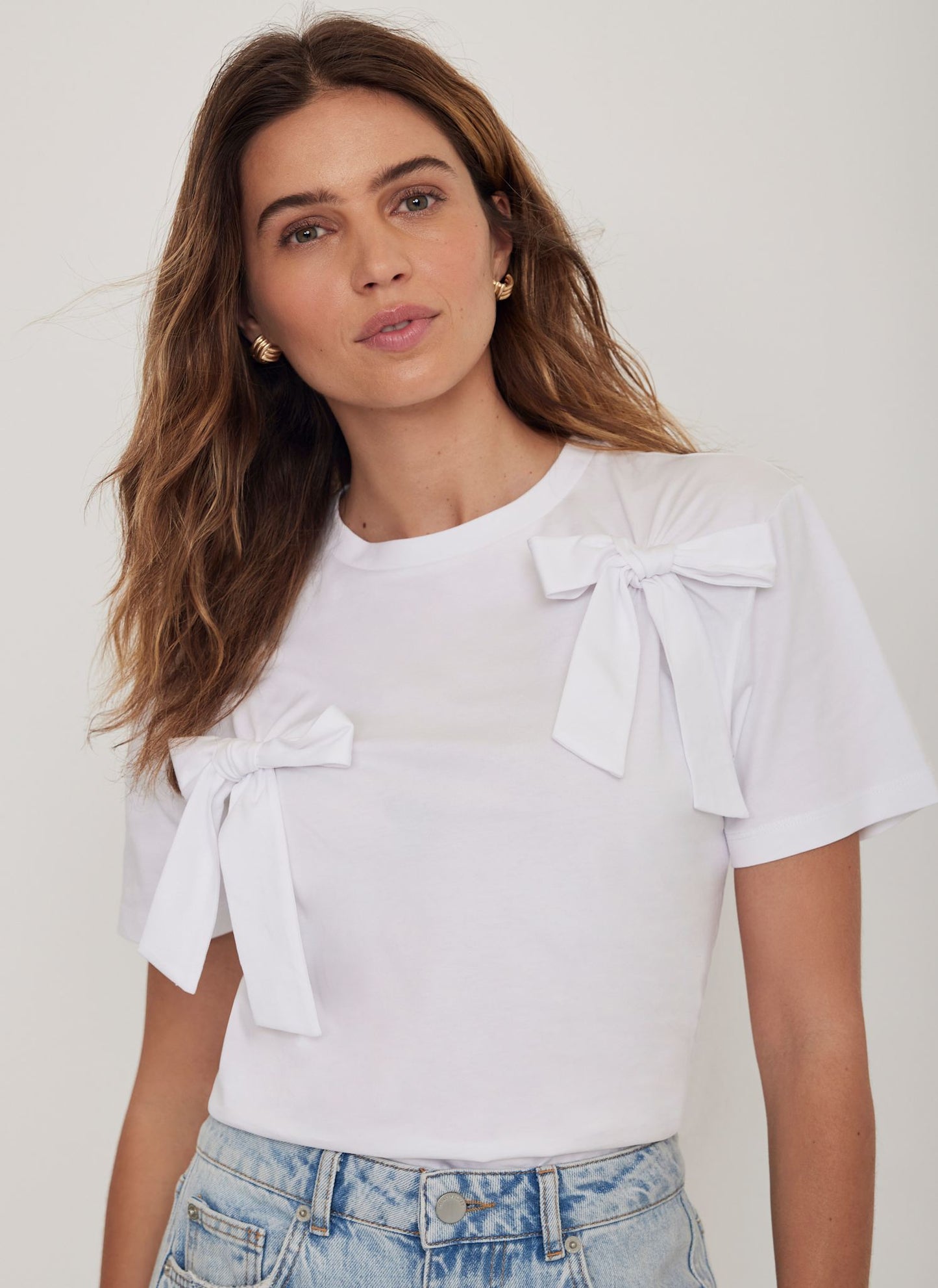 White Bow Detail T-Shirt