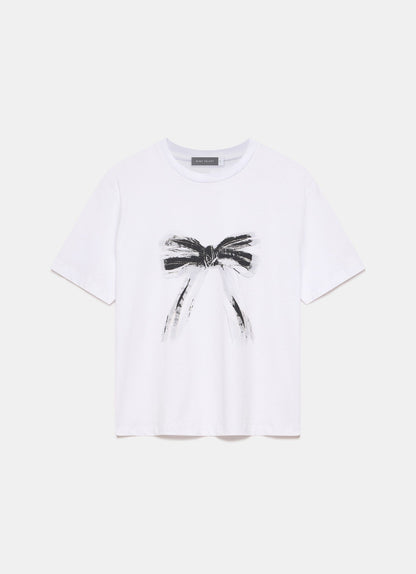 White Graphic Bow T-Shirt