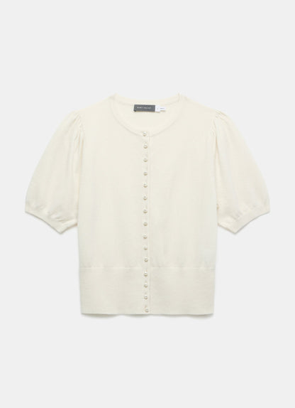 White Cashmere Short Sleeve Cardigan