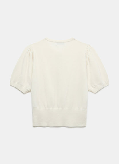 White Cashmere Short Sleeve Cardigan