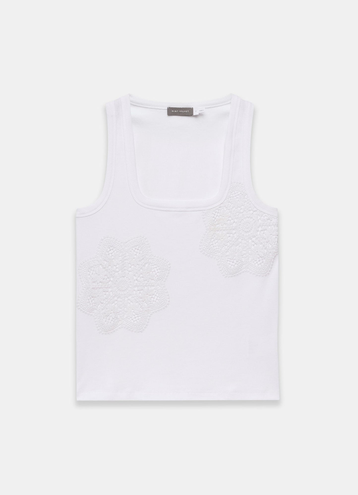 White Cotton Blend Crochet Vest Top