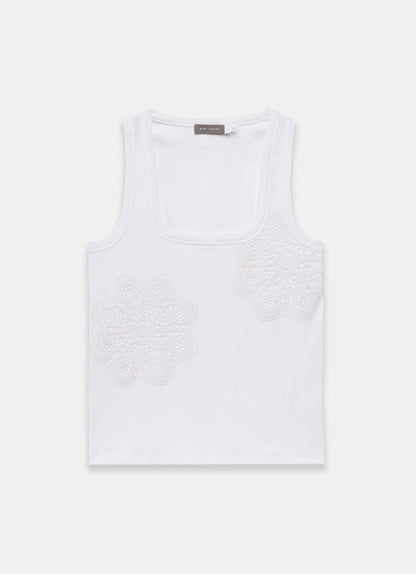 White Cotton Blend Crochet Vest Top