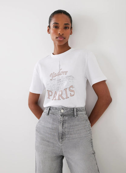 White Cotton Paris Graphic T-Shirt
