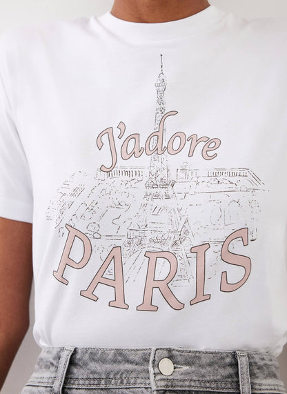 White Cotton Paris Graphic T-Shirt