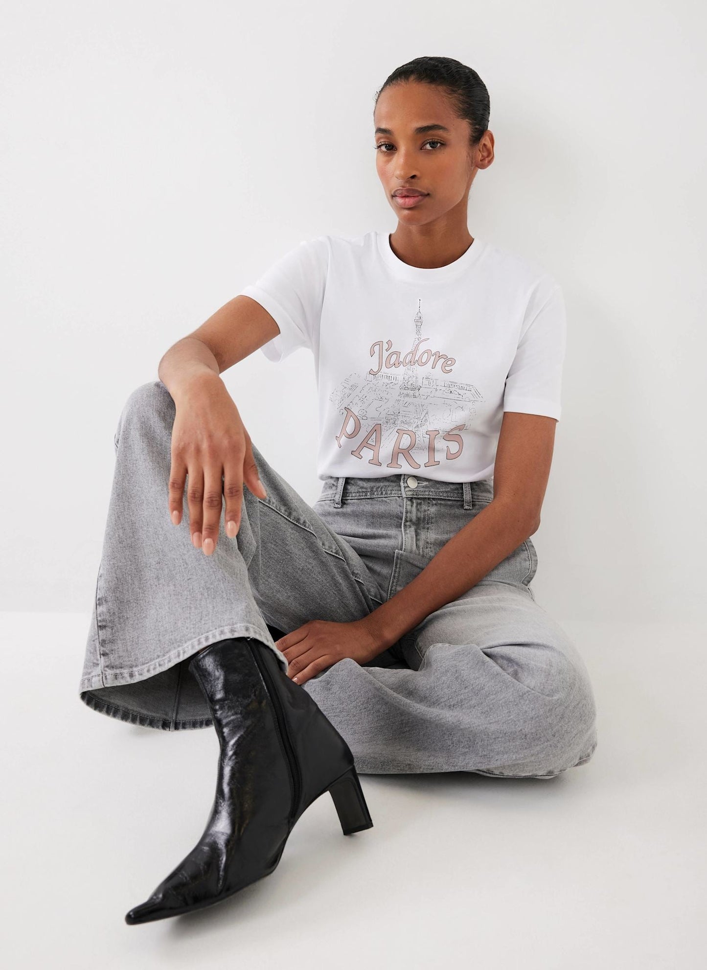 White Cotton Paris Graphic T-Shirt