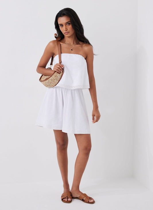 White Jersey Bandeau Playsuit