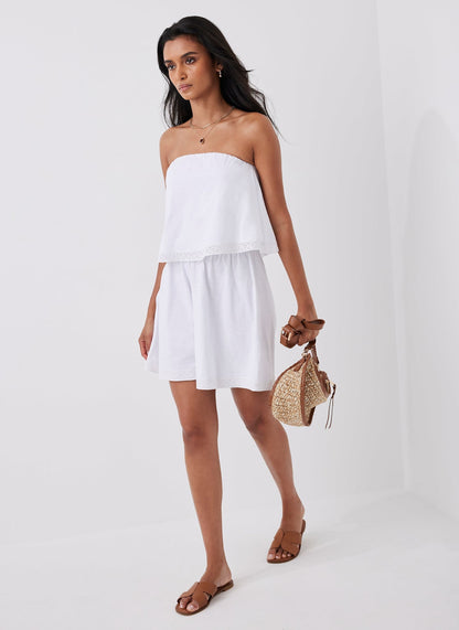 White Jersey Bandeau Playsuit